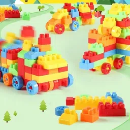 MBK 100 Pcs DIY Building Blocks for Kids - Educational Toy for Children, Puzzle Games - Small Size Blocks with Wheels - Ages 2-5 image 4