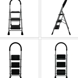 TNT THE NEXT TREND Grey & Black Textured 3-Step Foldable Step Ladder image 3
