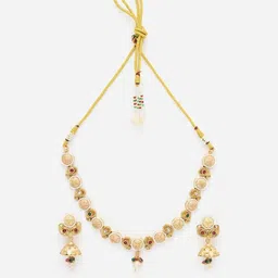 Sukkhi Women 18K Gold-Plated Stone-Studded & Beaded Meenakari Jewellery Set image 2