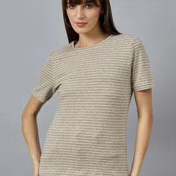 98 Degree North Striped Round Neck Cotton T-shirt-picture-12