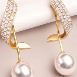 Vembley Gold-Plated Alloy Cubic Zirconia Contemporary Earrings image 4