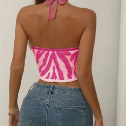StyleCast Print Halter Neck Bralette Crop Top image 4