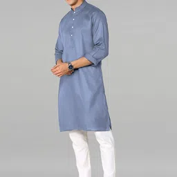 HERE&NOW Men Regular Pure Cotton Kurta with Trousers-picture-31