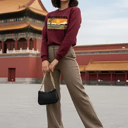 Moda Rapido Women Printed Round Neck Pullover Sweatshirt image 2