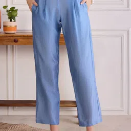 First Resort by Ramola Bachchan Women Smart Mid-Rise Cotton Regular Trousers-picture-22