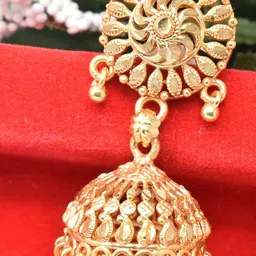 MEIRA JEWELLERY Gold-Plated Dome Shaped Jhumkas image 2