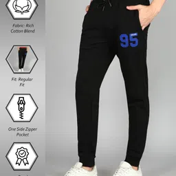alan jones Men Solid Black Track Pants image 3
