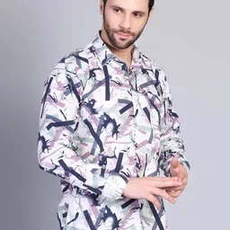 RARE CAMEL Men Abstract Printed Spread Collar Casual Shirt image 4