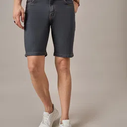 STUDIO NEXX Men Low-Rise Washed Regular Fit Denim Shorts-picture-39