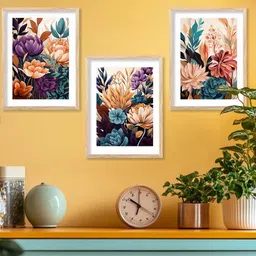walllane Floral Wall Art With Frame Home Decor Wall Painting For Living Room Office Bedroom image 4