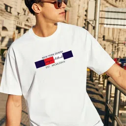 SWAGNOX Typography Printed Round Neck Short Sleeves Cotton T-shirt-picture-17
