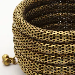 Moedbuille Brass Oxidised Gold-Plated Artificial Beads Cuff Bracelet image 2