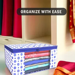 Aura Blue And White 24 Pieces Printed Foldable Saree Covers image 4