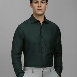 Louis Philippe Men Classic Slim Fit Spread Collar Textured Cotton Formal Shirt-picture-44