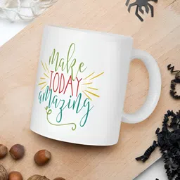 Mr UVD White & Green Typography Printed Ceramic Glossy Mug 350 ml image 4