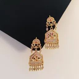 OM KRISHIV COLLECTION Geometric Jhumkas Earrings image 2