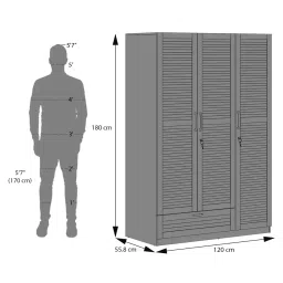 urban ladder Bennis Engineered Wood 3 Door Wardrobe Without Mirror in White Finish image 8