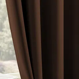 LINENWALAS Happy Sleeping Brown 2 Pieces Black Out Window Curtain image 2