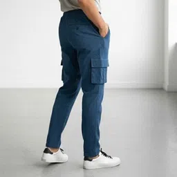 hyraa club Men Solid Blue Track Pants image 4