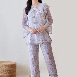 The Kaftan Company Women Tie-Up Neck Night suit-picture-41