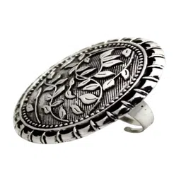 JOHARKAMAL German Silver-Plated Oxidised Adjustable Finger Ring-picture-35