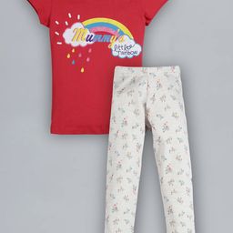 PLUM TREE Girls Printed Pure Cotton T-shirt With Leggings-picture-46