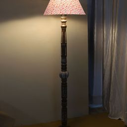 Devansh White & Brown Conical Open Snake Wooden Floor Lamp-picture-7