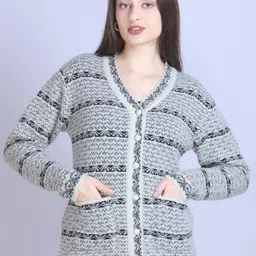 FIRST SLEEP Abstract Self Design Woollen Cardigan-picture-26