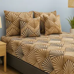 shruvis ekart Woolen King Fitted (Elastic) 400 TC Printed Bedsheet image 3