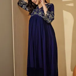 Sangria Women Embroidered Poly Georgette Kurta Sets image 3