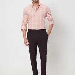 Mufti Men Spread Collar Windowpane Checked Cotton Slim Fit Casual Shirt image 5