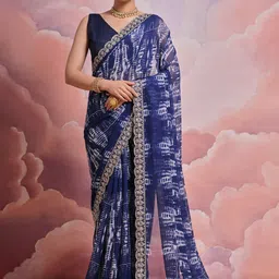 Panzora Women Embroidered Abstract Printed Saree-picture-10