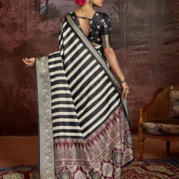 Meena Bazaar Striped Zari Woven Design Border Saree image 2