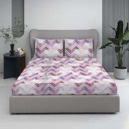 BOMBAY DYEING Multicoloured Geometric 120 TC King Bedsheet with 2 Pillow Covers-picture-28