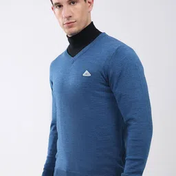 Monte Carlo Men Solid Round Neck V Neck Full Sleeves Pullover Sweater Vest image 4