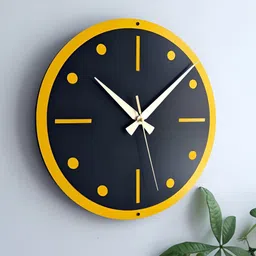 QEZNEF Yellow Solid Geometric Traditional Wall Clock image 4