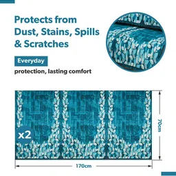 Kuber Industries Blue & White Printed Velvet Sofa Cover image 3