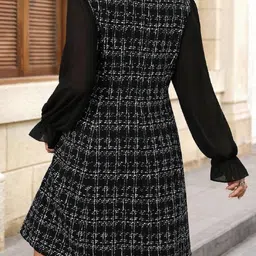 shyam sundari Women Fit and Flare Black Midi/Calf Length Dress image 2