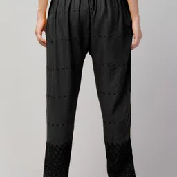 fambee Women Relaxed Black Viscose Rayon Trousers image 2