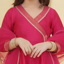 Bitiya by Bhama Girls Angrakha Gotta Patti Kurta with Trousers & With Dupatta image 4