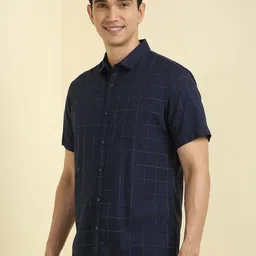Allen Solly Windowpane Checks Spread Collar Cotton Casual Shirt image 3