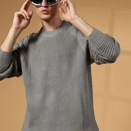Campus Sutra Men Cable Knit Pullover Sweater-picture-32