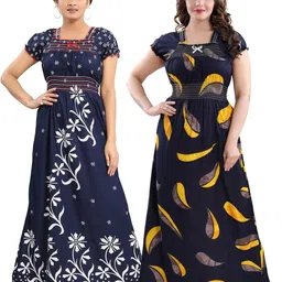 Inner Beats Women Pack Of 2 Multicoloured Cotton Blend Nightdress-picture-26