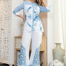 Readiprint Tie & Dye & Floral Printed Cotton Top & Palazzo Co-Ord Set-image-11