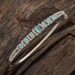 Kushal's Fashion Jewellery Women Cubic Zirconia Rhodium-Plated Bangle-Style Bracelet image 1