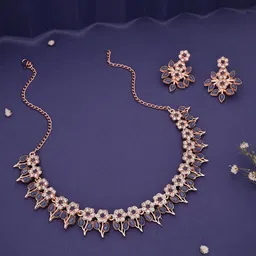 Anouk Rose Gold-Plated American Diamond Studded Jewellery Set image 4