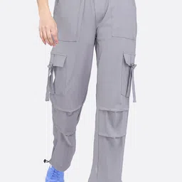 FCK-3 Women Urban High-Rise Wrinkle Free Cargos Trousers-picture-34