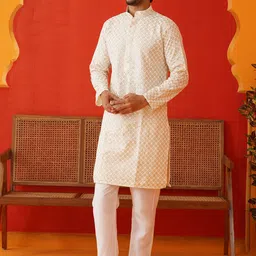 Jompers Men Embroidered Regular Sequinned Kurta with Pyjamas image 1