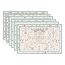 YELONA 6Pcs Beige & Blue Patterned Waterproof Heat-Resistant Anti-Slip Table Placemats-picture-12