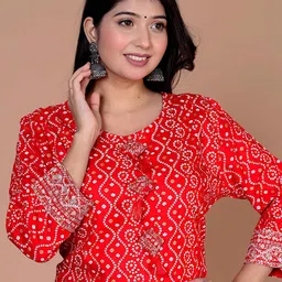 Doriyaan Bandhani Printed Round Neck Straight Kurta image 2
